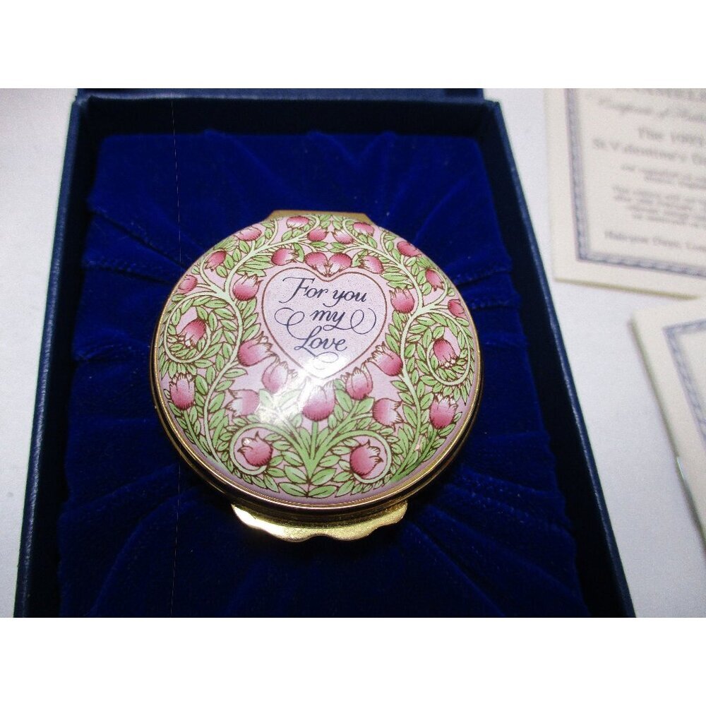 Enamel Box Halcyon Days St. Valentines Day 1993 Snuff‎ Pill Jewelry lovers
